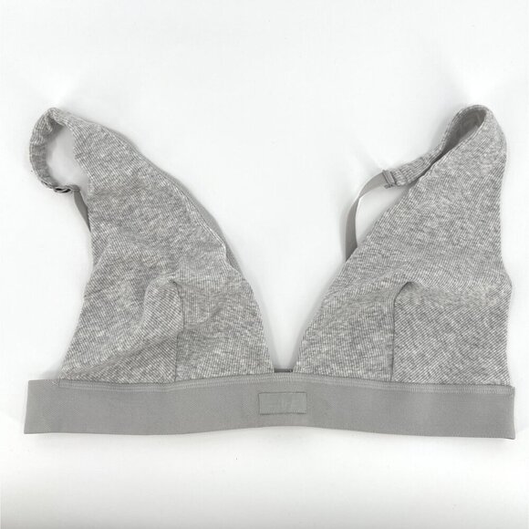 NWT SKIMS Stretch Cotton Rib Plunge Bralette Light Heather‎ Grey Size 4X - Picture 3 of 7